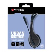 Verbatim Multimedia Headset with Microphone - Wide Frequency Stereo, 40mm Drivers, Comfortable Ergonomic Fit, Adjustable, Built-in, omni-directional