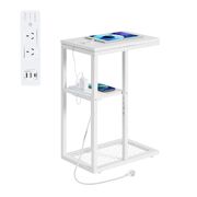 White Bedside Table with Power