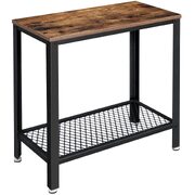 Industrial Side Table 2-Tier With Mesh And Metal Frame Rustic Brown