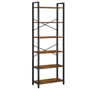 6-Tier Storage Rack With Industrial Style Steel Frame  Rustic Brown And Black, 186 Cm High