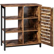 Storage Cabinet With 3 Shelves, Rustic Brown And Black