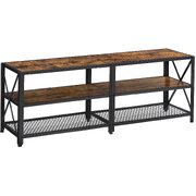 Tv Stand For 60-Inch Tv With Industrial Style Steel Frame Rustic Brown And Black