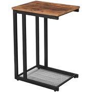 Bedside Table With Mesh Shelf, Rustic Brown