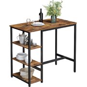 Dining Table With 3 Shelves And Industrial Style Stable Steel Structure, Rustic 