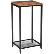 Rustic Brown Side Table With Mesh Shelf