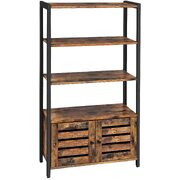 Floor-Standing Storage Cabinet And Cupboard With 2 Doors And 3 Shelves, Rustic Brown