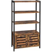 Floor-Standing Storage Cabinet And Cupboard With 2 Doors And 3 Shelves, Rustic Brown
