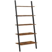 5-Tier Bookshelf Rack, Rustic Brown And Black