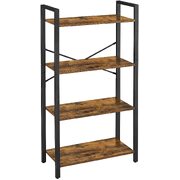 4-Tier Storage Rack With Steel Frame, 120 Cm High, Rustic Brown And Black