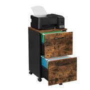 File Cabinet With 2 Drawers Industrial Style For A4 Rustic Brown And Black
