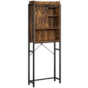 Bathroom Organiser Rack With Small Cabinet Steel Frame 64 X 24 X 171 Cm Rustic Brown And Black