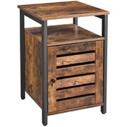 Bedside Table With 2 Adjustable Shelves Steel Frame 40 X 40 X 60 Cm Rustic Brown And Black