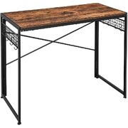 Computer Desk With 8 Hooks Rustic Brown And Black