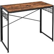 Computer Desk With 8 Hooks Rustic Brown And Black 