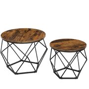 Set Of 2 Side Tables Robust Steel Frame Rustic Brown And Black 