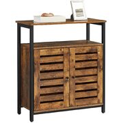 Standing Cabinet With Shelf Cupboard With Louvred Doors Rustic Brown