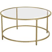 Gold Glass Table With Golden Iron Frame Stable And Robust Tempered Glass