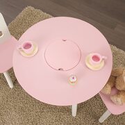Round Table And 2 Chair Set For Children (White And Pink