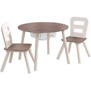 Round Table And 2 Chair Set For Children (Grey)