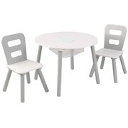 Round Table And 2 Chair Set For Kids (Gray