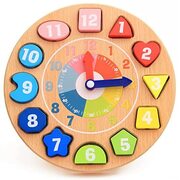 Wooden Shape Color Sorting Clock For Teaching Time Number For Kids
