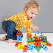 Geometric Wooden Shape Sorter Educational Preschool Toddler Toys For 3 To 5 Year Old For Kids