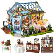 Dollhouse Miniature With Furniture Kit, Dust Proof, Music - Rosa Garden Tea