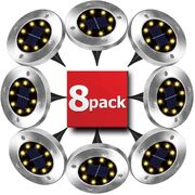 8 Pack Led Solar Pathway Lights Outdoor Solar Ground Lights (Warm White)