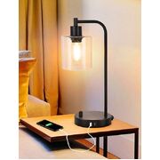 Industrial Table Lamp with 2 USB Port for Bedside Nightstand Desk