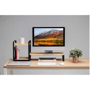 Bamboo Monitor Laptop Stand with 2 Tier Storage (Black)