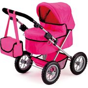 Pink Foldable Dolls Pram with Adjustable Handle