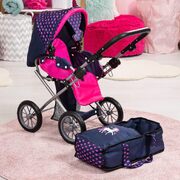 Baby Doll City Star Pram In Polka Dots, Blue And Pink