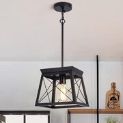 Black Farmhouse Pendant Light Rustic Lantern Chandelier