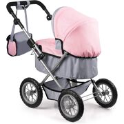 Trendy Dolls Pram & Travel Bed Set - Fairy, Pink, Grey
