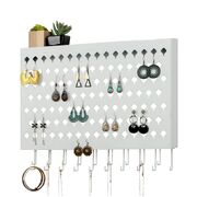 Wall Mount Earring Jewelry Hanger Organizer Holder with 109 Holes and 19 Hooks W