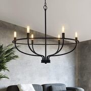 Vintage Candle Farmhouse Chandelier, 6-Light, Black