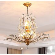 Crystal Chandelier Vintage, 8 Lights, Gold