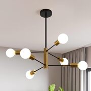 Modern Industrial 6 Light Black  Gold