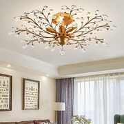 Gold Crystal Chandelier Vintage 5 Lights