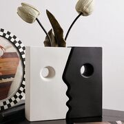 Ceramic Set of 2 Modern Black and White Vases for Home Decor Touch These Vases Perfect