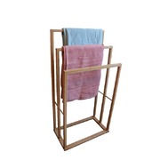 HOME Bamboo Towel Bar Holder Rack 3-Tier Freestanding for Bathroom and Bedroom