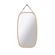  HOME Hanging Full LengthWall Mirror - Solid Bamboo Frame and Adjustable Leather Strap for Bathroom and Bedroom