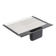 Large Stainless Steel Roll Up Dish Drying Rack with Utensil Holder