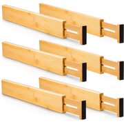 6-Pack Bamboo Adjustable Kitchen Drawer Dividers (Large)