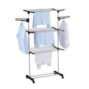 Folding 3 Tier Clothes Laundry Drying Rack with Stainless Steel Tubes