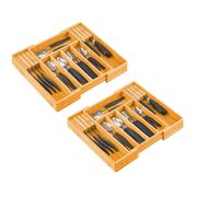 2 Pack Large Capacity Bamboo Expandable Drawer Organizer