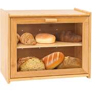 Double Layer Bamboo Bread Box For Kitchen Counter With Large Capacity And Transparent Window