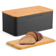 Bread Bin With Bamboo Lid Used As Chopping Board For Kitchen Countertop