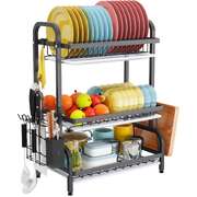 Dish Drying Rack 3 Tier Large Capacity Kitchen Storage With Utensil And Cutting Board Holder
