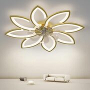 Gold Modern Ceiling Light Fan 6 Wind Speed 3 Color 90cm